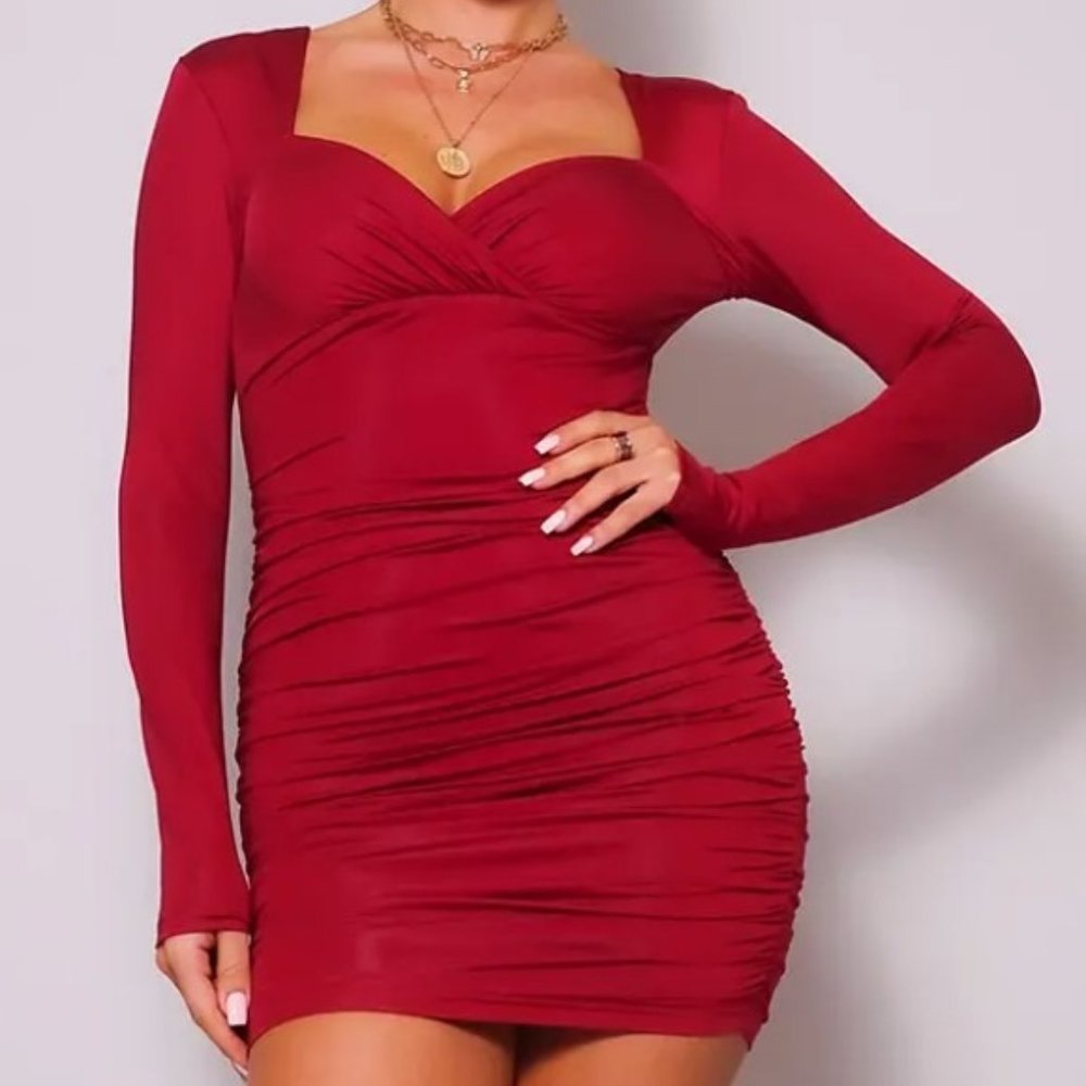 NWT Ruched Open Tie-Back Party Dress